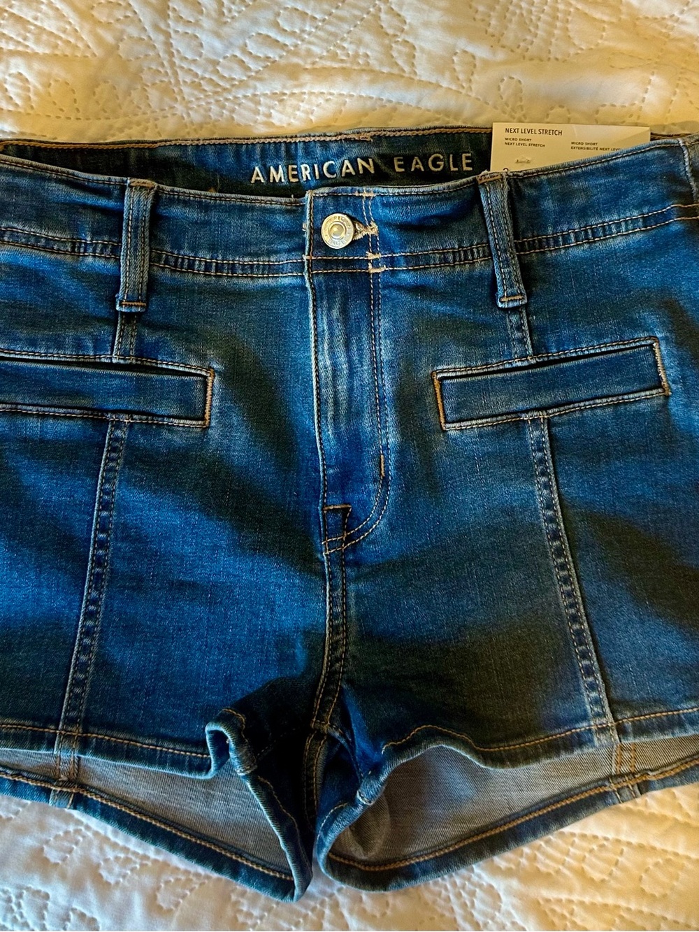 American Eagle Outfitters Dark Blue Stretch Denim Jean Shorts